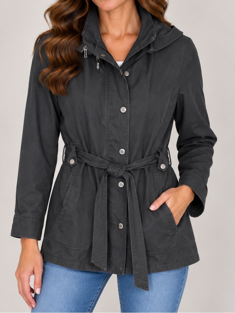 Fleet Street Belted Jacket with Hood